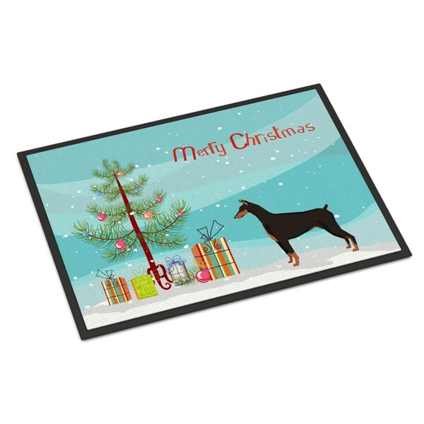 Carolines Treasures 18 x 27 in. Doberman Pinscher Christmas Tree Indoor or Outdoor Mat CK3535MAT - main
